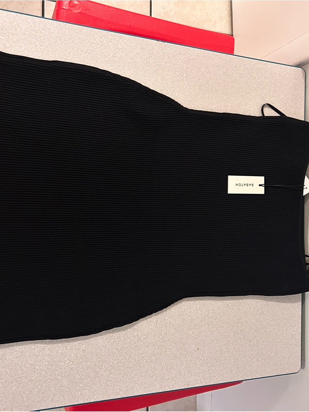 Aritzia Babaton Black Ribbed Strapless Midi Dress